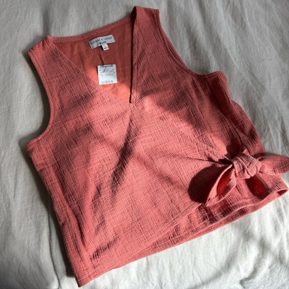 Madewell Wrap Tie Front Tank Top - Coral